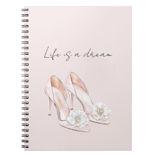 Pretty Blush Pink Heels White with White Flowers   ノートブック (正面)