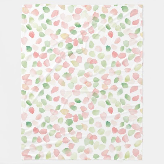 Pretty Blush Pink Mint Flower Petals   フリースブランケット (正面)