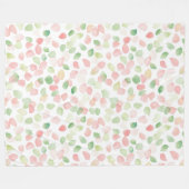 Pretty Blush Pink Mint Flower Petals   フリースブランケット (正面(横))