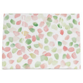 Pretty Blush Pink Mint Flower Petals Birthday ラージペーパーバッグ (正面)