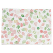 Pretty Blush Pink Mint Flower Petals Birthday ラージペーパーバッグ (裏面)