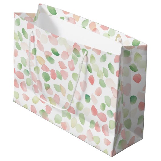 Pretty Blush Pink Mint Flower Petals Birthday ラージペーパーバッグ (正面アングル)