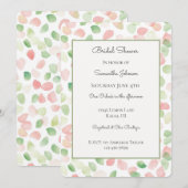Pretty Blush Pink Mint Flower Petals Bridal Shower 招待状 (正面/裏面)