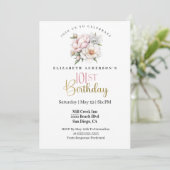 Pretty Blush Pink Peony Floral 101st Birthday 招待状 (スタンド正面)