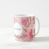 Pretty Blush Pink Roses Floral コーヒーマグカップ (正面右)