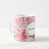 Pretty Blush Pink Roses Floral コーヒーマグカップ (正面左)