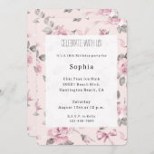 Pretty Blush Pink Roses Floral & Bows Birthday 招待状 (正面/裏面)