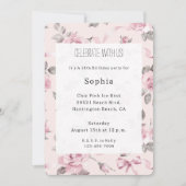 Pretty Blush Pink Roses Floral & Bows Birthday 招待状 (正面)
