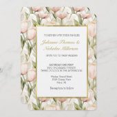 Pretty Blush Pink Tulip Flowers Wedding 招待状 (正面/裏面)