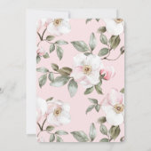 Pretty Blush Pink White Flowers Bridal Shower 招待状 (裏面)