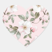 Pretty Blush Pink White Flowers Wedding  ハートシール (正面)