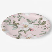Pretty Blush Pink White Flowers Wedding  ペーパープレート (アングル)