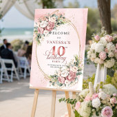 Pretty Boho Blush Pink Eucalyptus 40th Birthday   ポスター