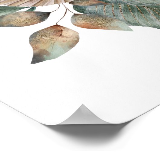 Pretty Boho Bouquet Wedding Welcome Sign Print ポスター (角)