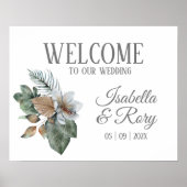 Pretty Boho Bouquet Wedding Welcome Sign Print ポスター (正面)