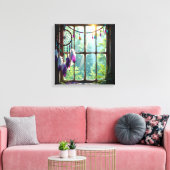 Pretty Boho Purple Dreamcatcher in Window   キャンバスプリント (インサイチュ (リビング))