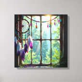 Pretty Boho Purple Dreamcatcher in Window   キャンバスプリント (正面)