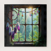 Pretty Boho Purple Dreamcatcher in Window ジグソーパズル (縦)