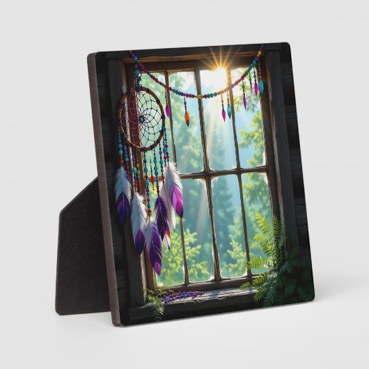 Pretty Boho Purple Dreamcatcher in Window   フォトプラーク (正面)