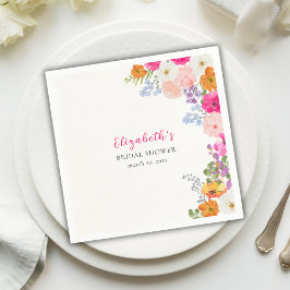 Pretty Boho Wildflowers Bridal Shower スタンダードカクテルナプキン