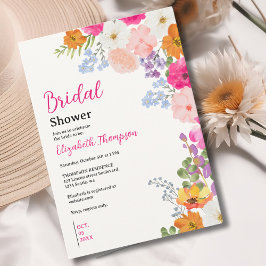 Pretty Boho Wildflowers Bridal Shower 招待状