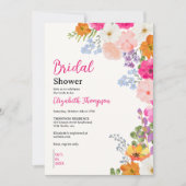 Pretty Boho Wildflowers Bridal Shower 招待状 (正面)