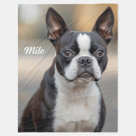 Pretty Boston Terrier Personalized フリースブランケット