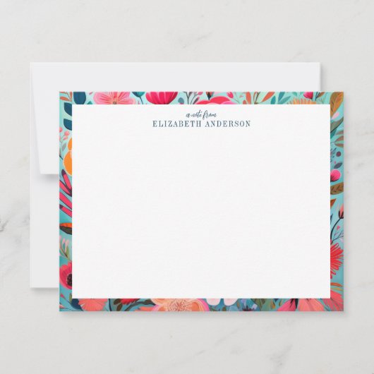 Pretty Botanical Girly Floral Frame  ノートカード (正面)