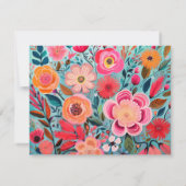 Pretty Botanical Girly Floral Frame  ノートカード (裏面)