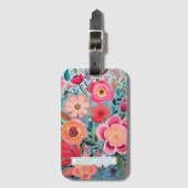 Pretty Botanical Girly Floral Pattern ラゲッジタグ (正面縦)