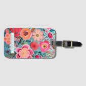 Pretty Botanical Girly Floral Pattern ラゲッジタグ (正面横)