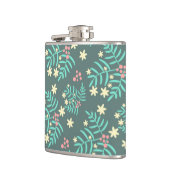 Pretty Botanical Leaves and Berries Blue Pattern フラスク (左)