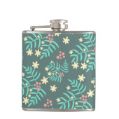 Pretty Botanical Leaves and Berries Blue Pattern フラスク (正面)