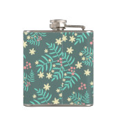 Pretty Botanical Leaves and Berries Blue Pattern フラスク (裏面)
