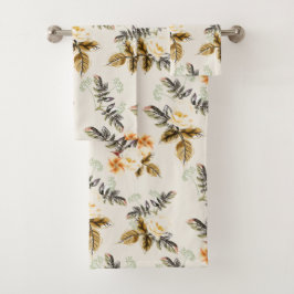 Pretty Brown Floral Fall Winter Matching  バスタオルセット