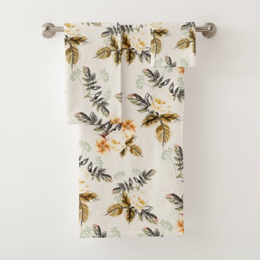 Pretty Brown Floral Fall Winter Matching  バスタオルセット (インサイチュ)