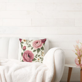 Pretty Burgundy and Pink Rose クッション