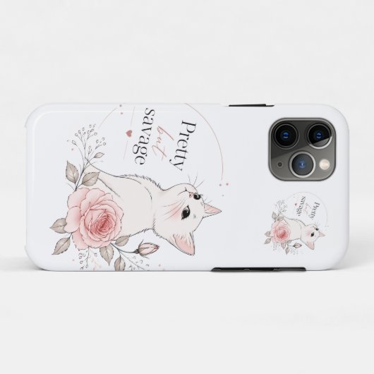 Pretty But Savage Kawaii Cat Rose Case Case-Mate iPhoneケース (裏面(横))