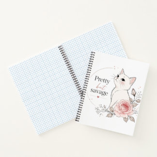 Pretty But Savage White Cat Rose Notebook ノートブック