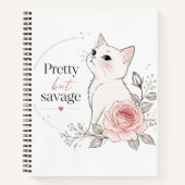 Pretty But Savage White Cat Rose Notebook ノートブック (正面)