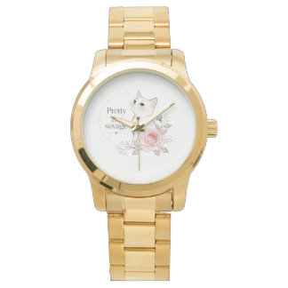 Pretty But Savage White Cat Rose Watch 腕時計