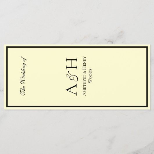 Pretty Butter Yellow Wedding Reception Dinner Menu メニュー (裏面)