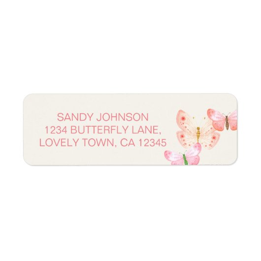 Pretty Butterfly Coral Cream New Address ラベル (正面)