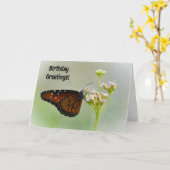 Pretty Butterfly on Flowers Birthday Card カード (黄色い花)