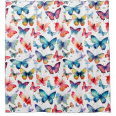 Pretty Butterfly Watercolor Pattern シャワーカーテン (正面)
