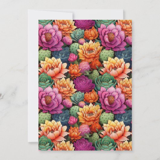 Pretty Cactus Heart 50th Birthday 招待状 (裏面)