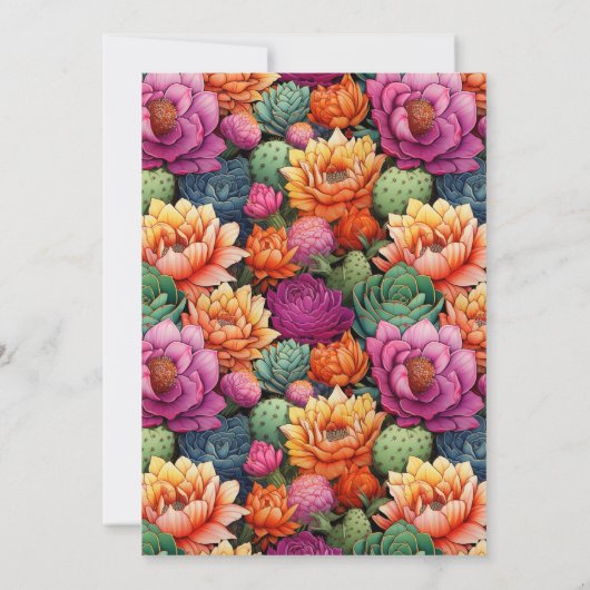 Pretty Cactus Heart 50th Wedding Anniversary 招待状 (裏面)