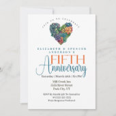 Pretty Cactus Heart 5th Wedding Anniversary 招待状 (正面)