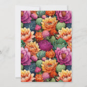 Pretty Cactus Heart Girl Baby Shower 招待状 (裏面)