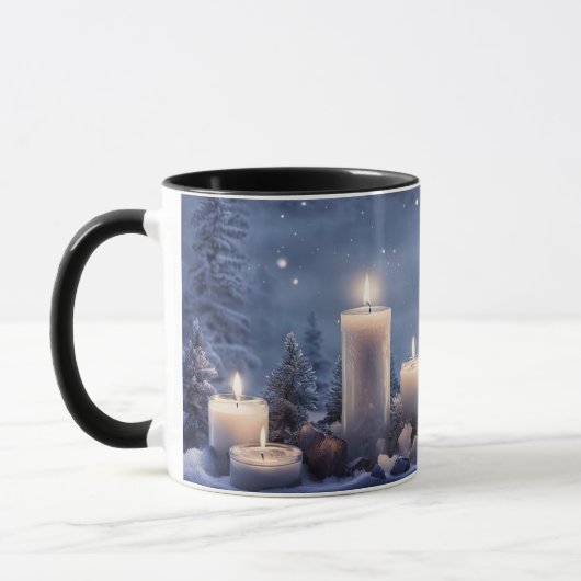 Pretty Candles in the Snow Holiday マグカップ (左)
